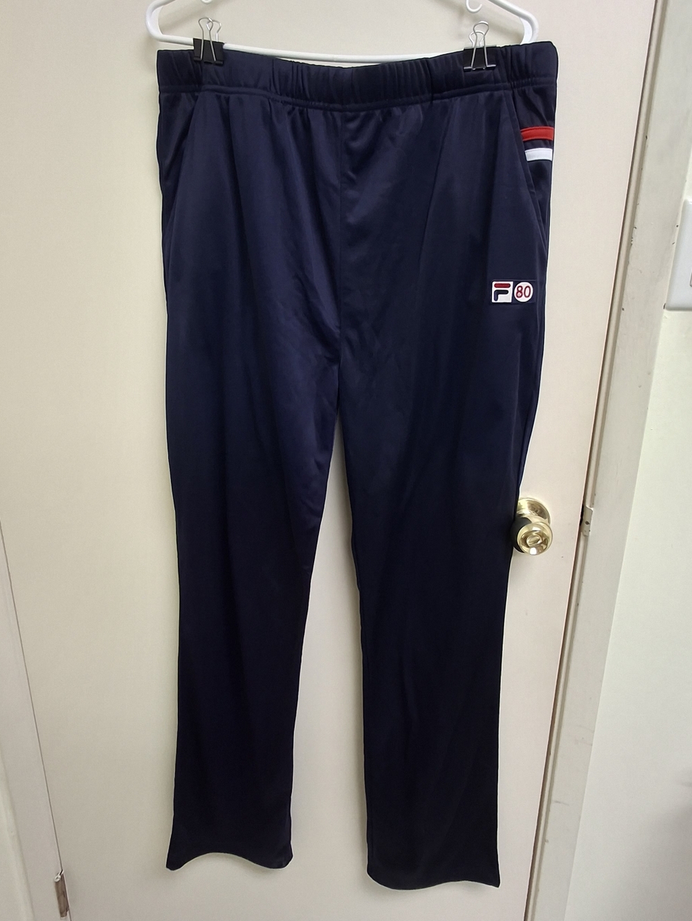 Fila Men's Navy Sweatpants with Red & White Stripe Detail